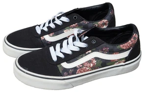 VANS OFF THE WALL SKATEBOARD SHOES OLD SKOOL CUSTOM BLACK CHECKER FLORAL MISSY 3 - Picture 1 of 7