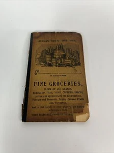 VINTAGE 1800’s FINE GROCERIES GROCERY STORE RECEIPT ACCOUNT BOOK Ripped - Picture 1 of 3