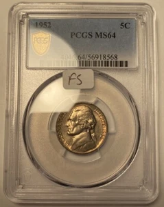 1952 Jefferson Nickel PCGS MS64 Looks FS - Picture 1 of 5