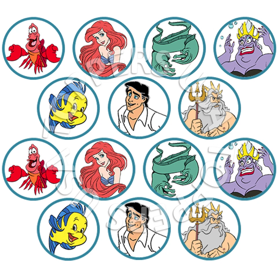14x COMESTIBLES Sirenita Cumpleaños Fiesta Cupcake Toppers Oblea Papel 4 cm (sin cortar) Foto 1 de 1