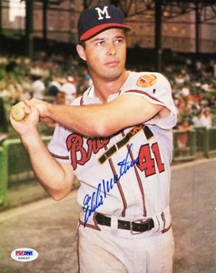 Eddie Matthews signed vintage 8x10 Photo 500 HR club HOF PSA Milwaukee Braves - Picture 1 of 4