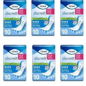 Tena Lady Discreet Extra Pads - 6 Packs Of 10 (Total 60 Pads)-Free Postage/New - Picture 1 of 1