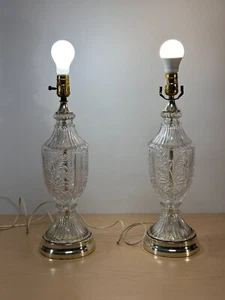 Vintage MCM Style Anna Hutte Crystal & Brass Table Lamps set of two - Picture 1 of 20