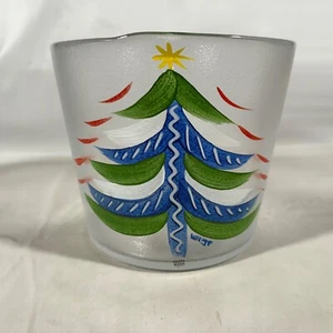 Kosta Boda Ulrica Hydman Vallien Hand Painted Christmas Tree Ice Bucket Bowl - Picture 1 of 13