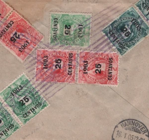 GUATEMALA Cover Registered TRIPLE RATE Light Emerald 1904 Germany Hannover XD40 - Picture 1 of 15