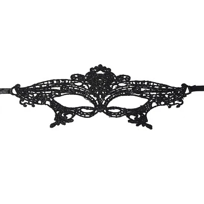 Women Girl Masquerade Mardi Gras Eye Mask Venetian Party Classic Black Lace Mask - Image 1 of 4