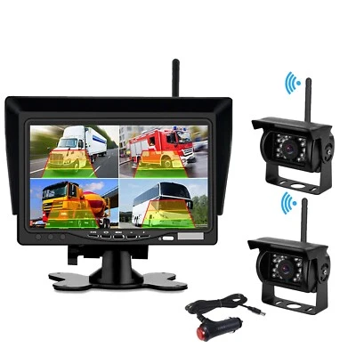 2x Wireless Reversing Camera for Bus Truck Caravan Car 7" Monitor Screen 12-24V - image 1 of 4