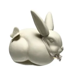 Dept 56 Porcelain Ceramic White Bunny Rabbit Butterfly Bow Original Sticker 4" - Picture 1 of 8
