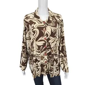 Carolyn Strauss Collection Allover Printed Buttoned Blouse Top 3X Plus Sz Shirt - Picture 1 of 10