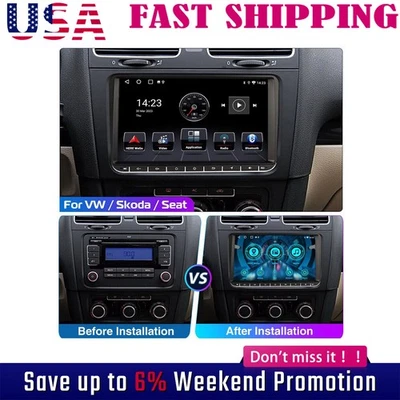 For VW Volkswagen Jetta Passat 9" Carplay Android12 Car Stereo Radio Navi w/Cam - Image 1 of 4