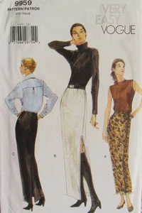Falda recta y envolvente midi maxi patrón delgado VOGUE 9959 Misses 6-8-10 UC - Imagen 1 de 2