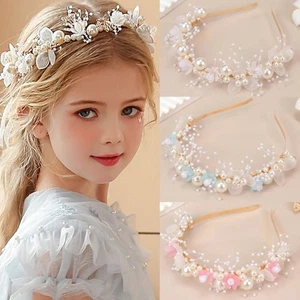 Korean Fashion Flower Garland Headband Simple Design Beaded Headpiece Wedding - Picture 1 of 14
