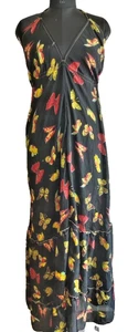 Indian Vintage Recycle Sari Silk Maxi Beach Sundress Boho Gypsy Long Dress - Picture 1 of 7