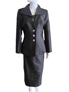 Lily & Taylor Size 6 Black Silk & Wool Skirt Church Suit Special Event Bust 36” - Picture 1 of 5