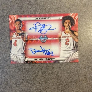 2024/25 Bowman Best U Dylan Harper Ace Bailey Dual Auto Red Geo #05/10 Rutgers - Picture 1 of 2