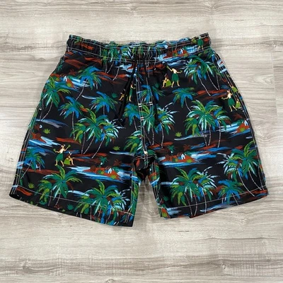 Trader Bay Shorts Mens Medium Black Mesh Lined Swim Trunks Hawaiian Ocean Beach - Image 1 of 4
