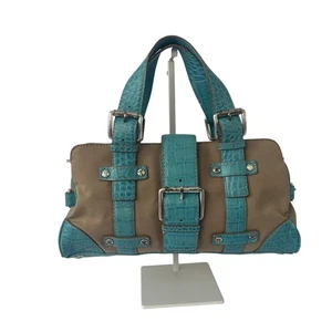Bolso de Hombro Michael Kors Bolso Turquesa Cocodrilo Lona Repujada Hebilla Y2K - Imagen 1 de 13