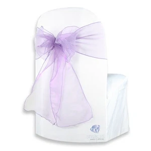 10 pcs Organza Chair Cover Bow Sash 108"x8" - Purple - Wedding Party Banquet dj - Picture 1 of 5
