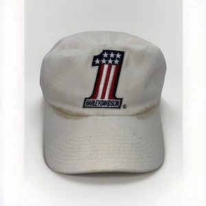 Vintage Harley Davidson White Hat 1 American Flag Kansas City MO - Picture 1 of 5
