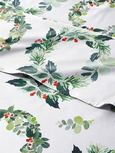 King Christmas Holiday Wreath Sheet Set - Holiday Xmas Pattern Bedding Set - ... - Picture 1 of 7