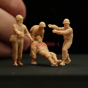  3D printed 1/72/48 Resin WW II US "Rescue wounded soldier posture" 4 man model - Picture 1 of 2