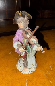 Antica statuina fascia scimmia violinista Meissen - Foto 1 di 6
