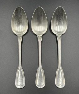 Set 3x große antike Christofle CHINON 8,125" versilberte Löffel Monogramm Frankreich - Bild 1 von 11