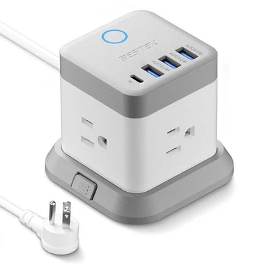 BESTEK Power Strip with USB, Vertical Cube Mountable Power Outlet Extender wi... - Image 1 of 4
