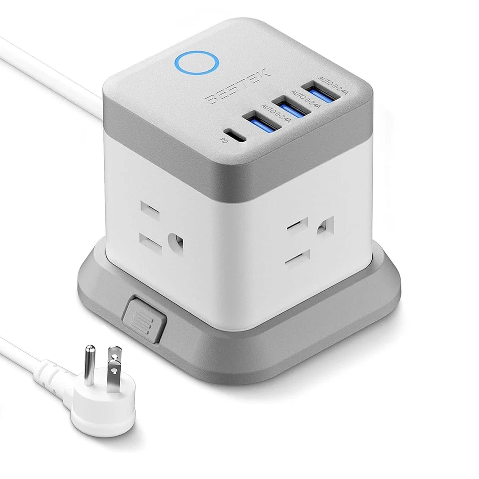 BESTEK Power Strip with USB, Vertical Cube Mountable Power Outlet Extender wi... - Image 1 of 4