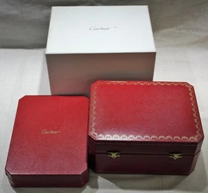 Cartier Rare red leather watch box and papers Santos 100 squelette palladium - Picture 1 of 12