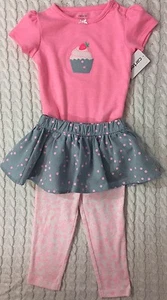 Neu/Etikett 6 Monate Carter's Baby Mädchen 100 % Baumwolle Rock Leggings "Cupcake" Set - Bild 1 von 12