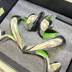 Julian Hakes Mojito Metallic Heels Sandalen grün silber Größe 37 mit Karton - Bild 1 von 3