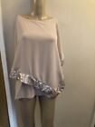 ROMAN Dusky Pink Chiffon Overlay Blouse Top with Sequin Trim ~ Size 12