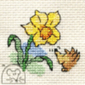 Mouseloft Stitchlets 'Make Me For Springtime-Daffodil/Hedgehog' Cross Stitch Kit - Picture 1 of 2