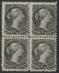 Canada #21 1/2c Large Queen Block Fine Mint OG Hinged Perf 11.75 x 12 - Bild 1 von 3