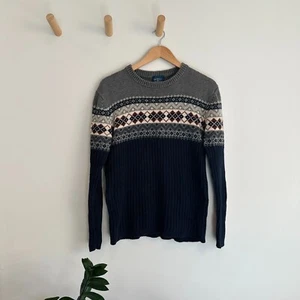 Bowen & Wright for Boys Argyle Gray and Navy Blue Sweater, Size L (16/18) - Picture 1 of 4