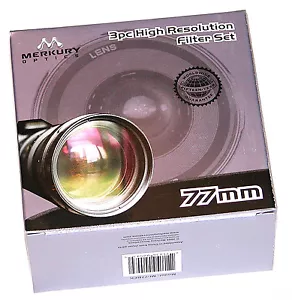 77mm 3P Hi Def Pro Lens Filter Kit UV PL FLD Japan MC Merkury Round 77 mm - Picture 1 of 2