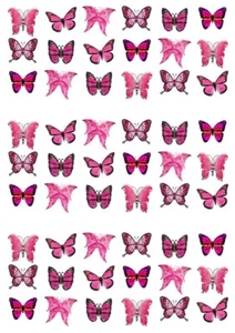 54 Pretty Pink Butterfly Edible Wafer Paper Cupcake Toppers Cake Decorations - Picture 1 of 1