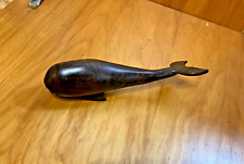 Vintage Ironwood Whale Figurine Sculpture Hand Carved, Good Preowned, 7.5 inch