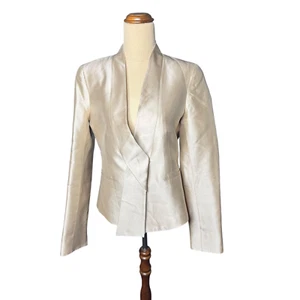 Bianca Spender Blazer Jacket Size 8 Beige 100% Silk Structured Formal Work - Picture 1 of 12