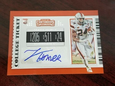2019 Contenders Draft #276 Travis Homer Miami Seahawks Rookie RB Auto B - Image 1 of 2