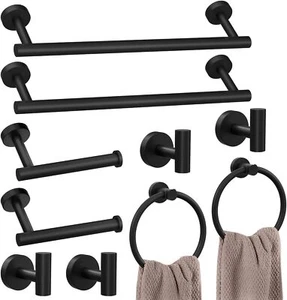 10pcs Matte Black Bathroom Hardware Accessories Bath Towel Bar Set Towel Racks - Picture 1 of 3