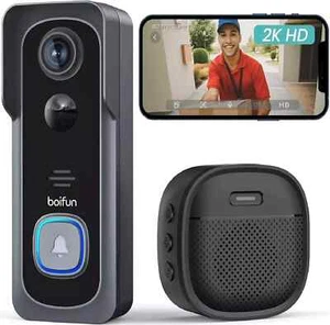 BOIFUN 2K HD Smart Video Doorbell Camera Wireless with Chime Immediate Alarm, Mo - Picture 1 of 5
