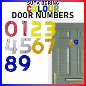 Colour HOUSE DOOR NUMBERS 50 mm Numeral Flat Apartment Plastic numeral +2 screws - Picture 1 of 4