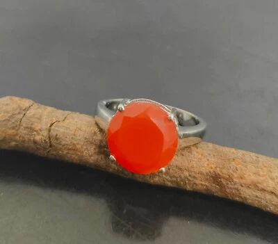 Anello in argento sterling 925 con pietre preziose corniola naturale misura 9... - Immagine 1 di 4