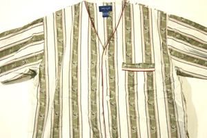 Mens Pajama Top Button Up Short Sleeve Golf Design Shirt Sleepwear Towncraft - Picture 1 of 8