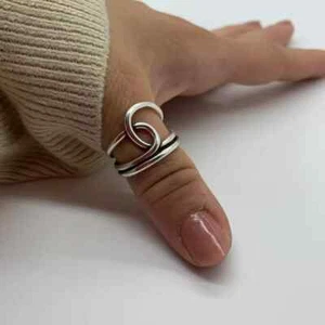Anello pollice nodo argento sterling 925 fascia e anello dichiarazione anello fatto a mano K-4 - Foto 1 di 3