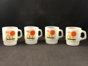 Vintage Anchor Hocking Fire King Milk Glass McDonald's Coffee Mugs Lot Of Four - Picture 1 of 22