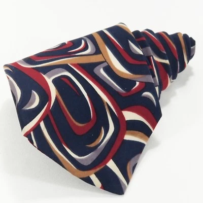 Corbata para hombre SURREY patrón abstracto rojo azul gris EE. UU. Foto 1 de 4