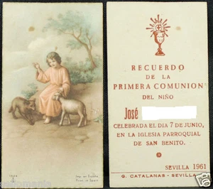 OLD FIRST COMMUNION REMEMBRANCE HOLY CARD YEAR 1961 ANDACHTSBILD SANTINI CC1043 - Imagen 1 de 1